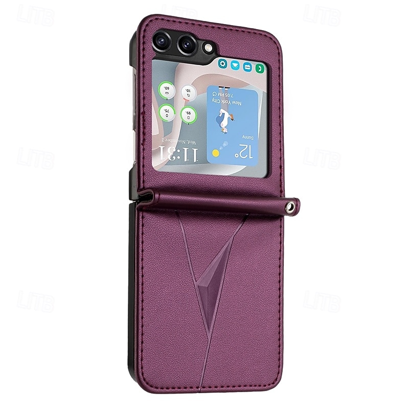 Phone Case For Samsung Galaxy Z Flip 6 Z Flip 5 Z Flip 4 Z Flip 3 Back Cover Shockproof Retro TPU PU Leather2