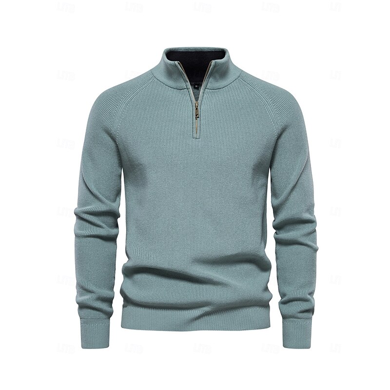 Men's Sweater Dark Navy Peacock Blue Long Sleeve Top Golf Attire Clothes Outfits Wear Apparel