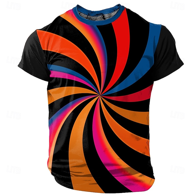 Men's Geometric T Shirt Short Sleeve T shirt 3D Print Crew Neck Shirt Exaggerated Designer Party Holiday Club Yellow Blue Purple Summer Spring Clothing Apparel S M L XL XXL XXXL2