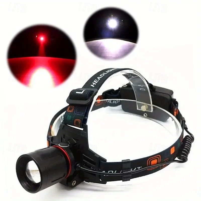 2-in-1 USB Rechargeable Red & White Light Headlamp Tactical Hunting Head Lights for Hunting & Camping