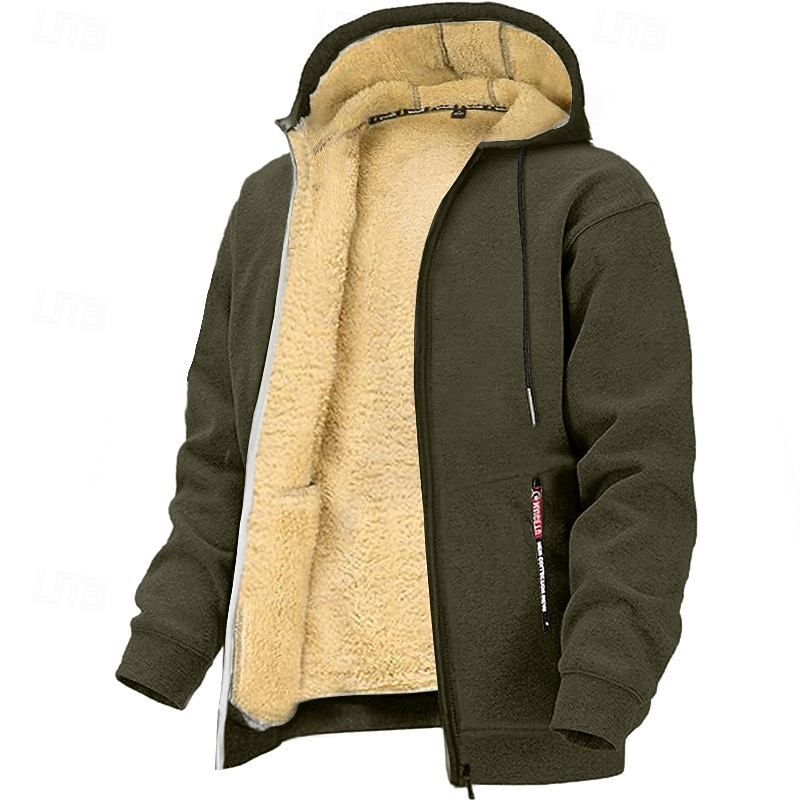 Men's Hoodie Full Zip Hoodie Fleece Jacket Black White Wine Army Green Navy Blue Hooded Plain Sports & Outdoor Daily Holiday Vintage Streetwear Casual Fall & Winter Clothing Apparel Hoodies2