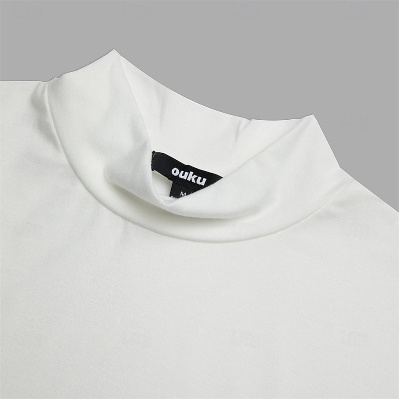 Men's T Shirt Turtleneck shirt Short Sleeve Turtleneck Summer Spring Plain Fashion Casual Comfortable Soft Home Causal Weekend Black White Gray Top Tee for Men3