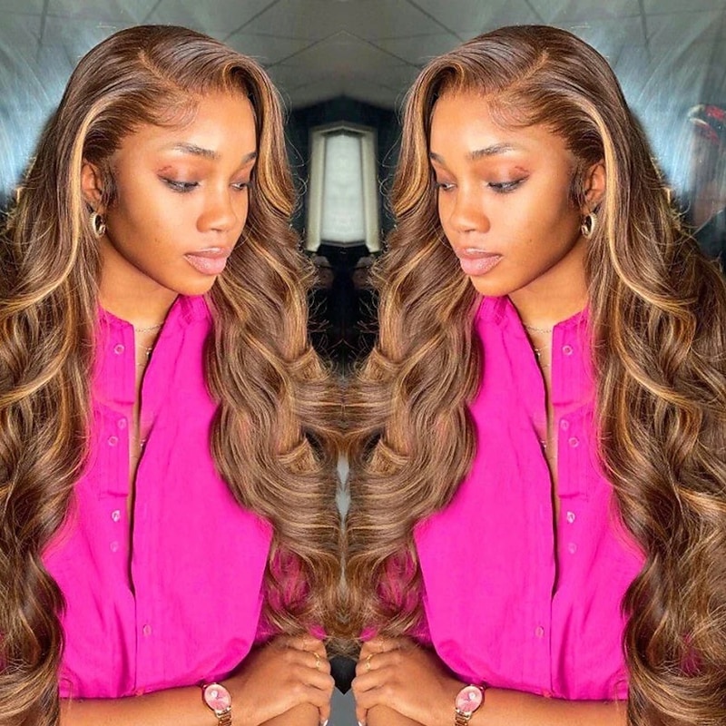 Remy Human Hair 13x4 Lace Front Wig Free Part Brazilian Hair Body Wave Black Multi-color Wig 180% Density with Baby Hair Glueless Pre-Plucked For wigs for black women Long Human Hair Lace Wig