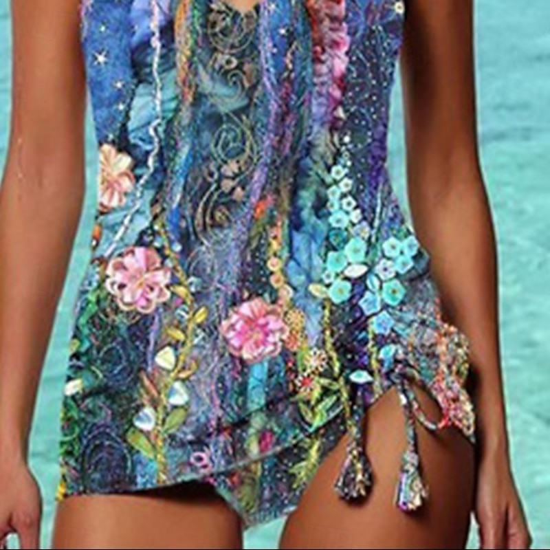 Women's Normal Swimwear Tankini 2 Piece Shorts Swimsuit 2 Piece Printing Floral Beach Wear Summer Bathing Suits3