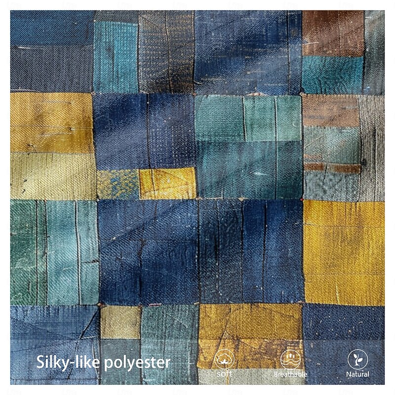 Men's Graphic Patchwork Geometrical Henley Shirt Tee Vintage Shirt Long Sleeve Fashion Designer Comfortable Outdoor Casual Daily Spring &  Fall Brown Green Blue Henley Henley T-Shirt3