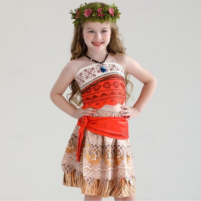 Moana Princess Moana Skirt Tube Top Movie TV Theme Costumes Movie Cosplay for Girls' Kid's Carnival Children's Day World Book Day Party Birthday Beach2