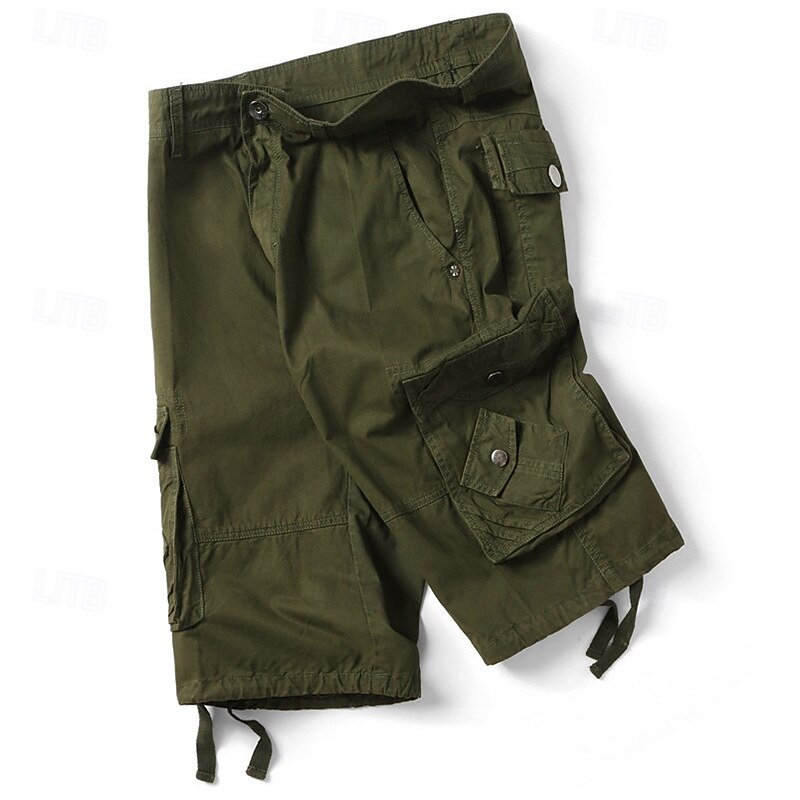 Men's Cargo Shorts Hiking Shorts Military Summer Outdoor 10" Ripstop Quick Dry Front Zipper Multi Pockets Shorts Bottoms Knee Length Black Army Green Cotton Hunting Fishing Climbing XS S M L XL2