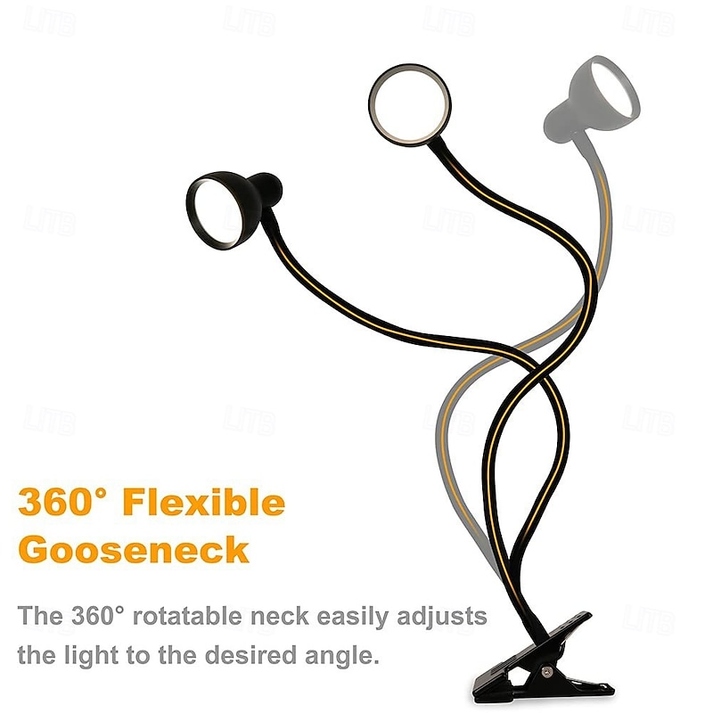 LED Clip Lamp USB Powered for Bedroom & Living Room – Eye Protection, Reading & Learning Light, Small Tube Design 1PC2