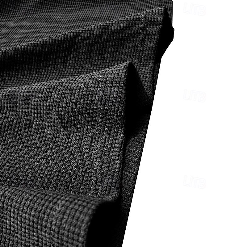 Men's Waffle Tee T Shirt Waffle Henley Shirt Tee Top Long Sleeve Solid Color Daily Casual Street Style Buttons Color Block Crewneck Henley Outdoor Street Causal Spring &  Fall Black Green Henley3