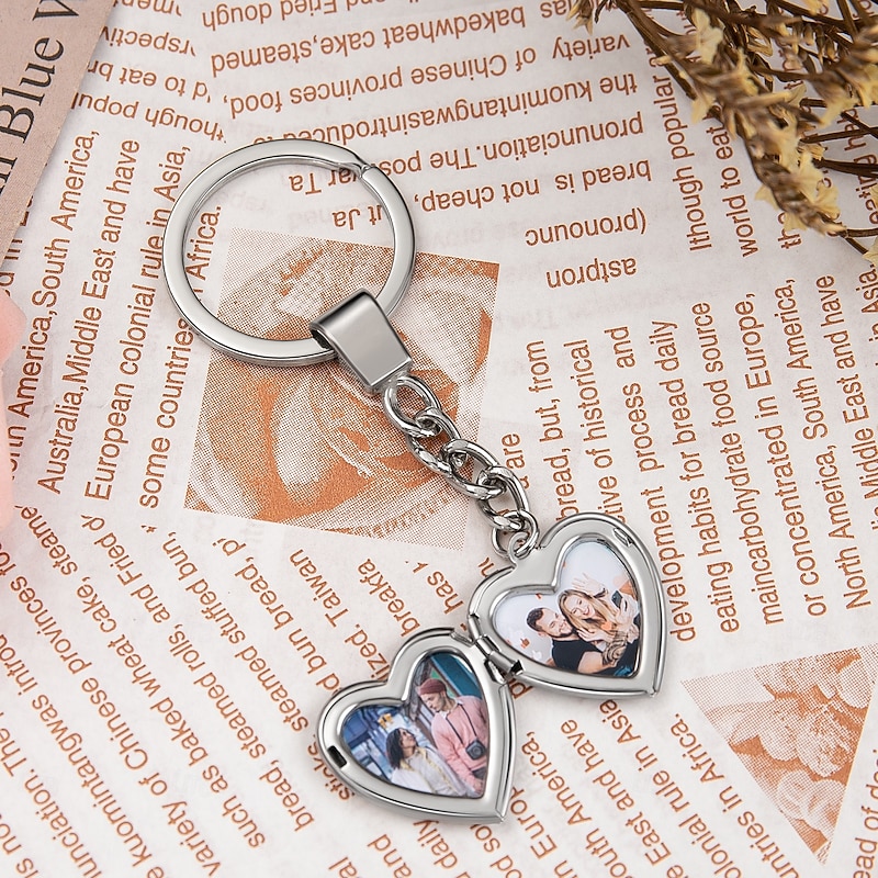 Personalized Photo Keychain Custom Best Gift for Mom – Custom Wedding Gift for Couple, Silver Heart Pendant, Perfect for Christmas, Weddings, Mother's Day, Lovers4