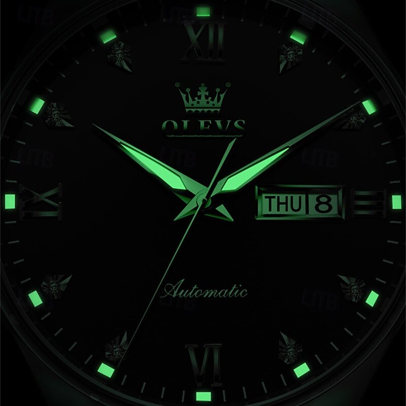 Olevs Brand Men'S Business Watch Luminous Double Calendar Automatic Mechanical Watch Simple Waterproof Fashion Sports Men'S Wristwatch4