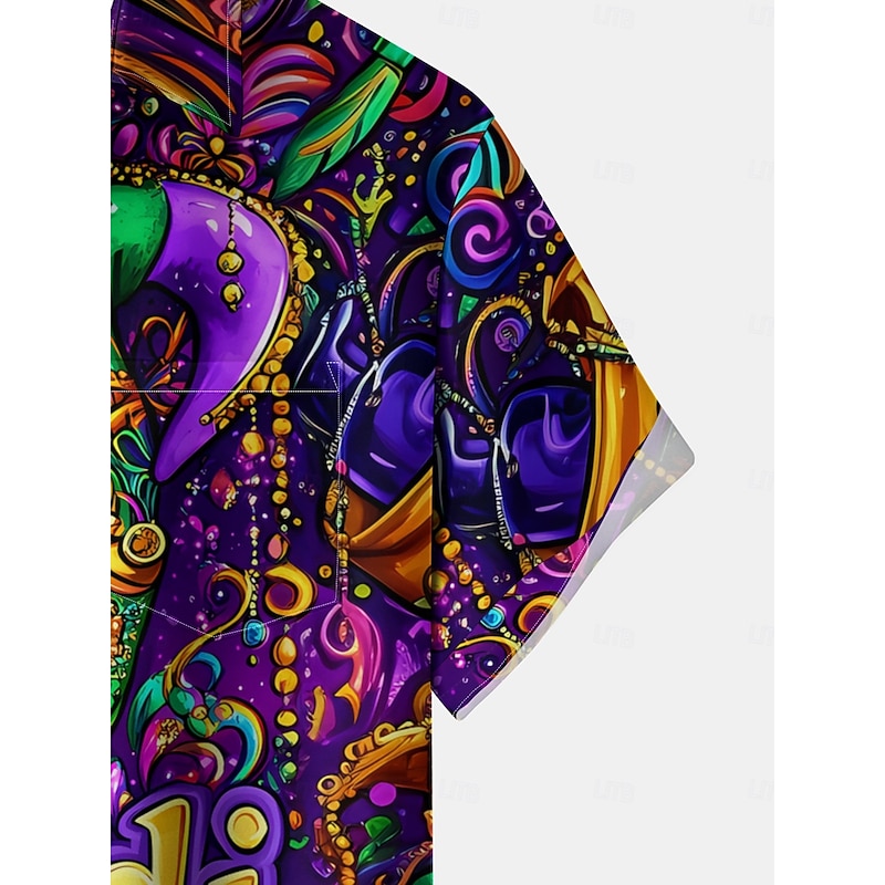 Men's Mask Short Sleeves Artistic Casual Comfortable Outdoor Vacation Street Spring & Summer Shirt Collar Printing Rainbow4