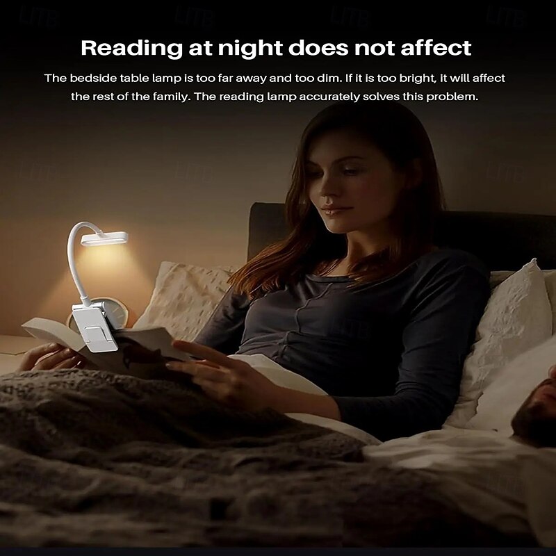 Rechargeable Aluminum Reading Light - 3 Colors, 3 Brightness Levels, Clip-On Mini Book Light, Anti-Blue Light, Flexible Bendable Design for Bedside, Study, and Nighttime Reading4