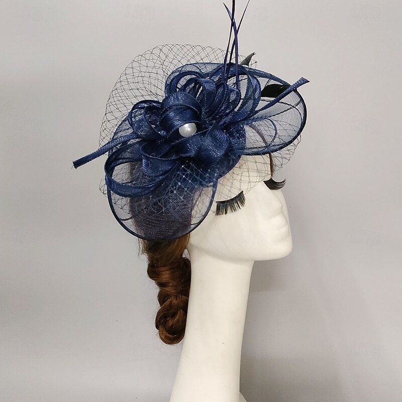 Fascinators Feathers Net Veil Hat Wedding Ladies Day With Feather Bowknot Headpiece Headwear2