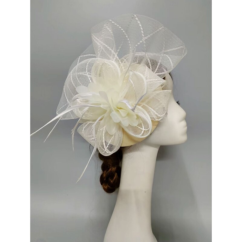Fascinators Net Veil Hat Wedding Ladies Day With Feather Petal Headpiece Headwear