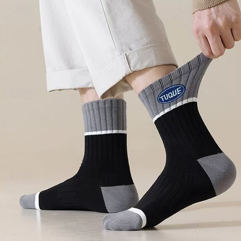 Men's 5 Pairs Multi Packs Socks Crew Socks Running Socks Casual Socks Rainbow Color Color Block Vacation Sports & Outdoor Daily Basic Warm Fall & Winter Fashion Casual4