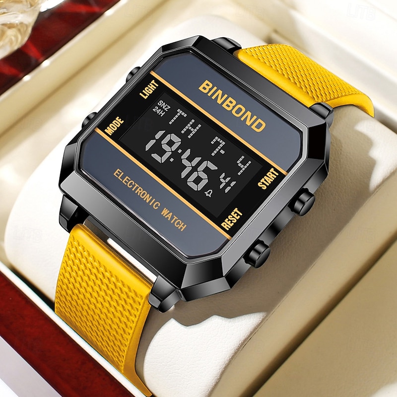 BINBOND Women Men Digital Watch Outdoor Sports Fashion Wristwatch Luminous Calendar Date Waterproof Silicone Watch3