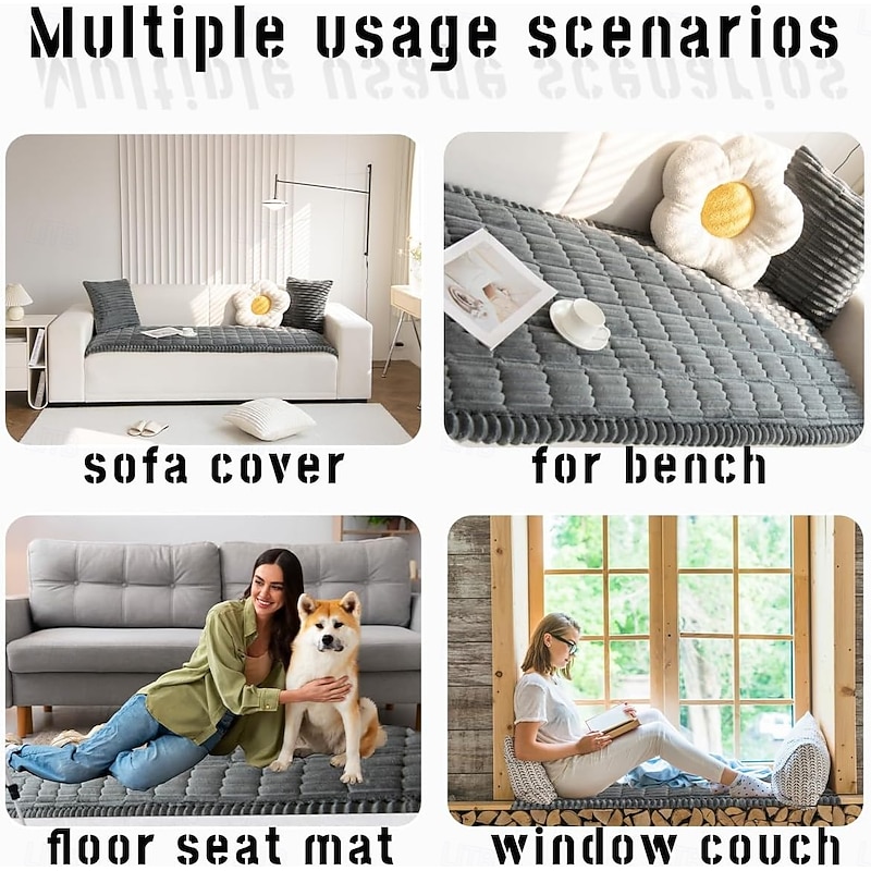 Mitid Sofa Cover Fuzzy Couch Cover for Pet, Couch Cover for Dogs Washable Non-Slip Sofa Slipcover Box Cushion Couch Protector Pets Friendly Mat Bed Couch Cover4