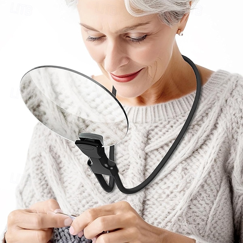 5X Hands Free Magnifying Glass Adjustable Magnifier with4.33in Diameter Lens and Stand Neckwear for Reading Seniors Low Vision Sewing Crafting Cross Stitch Inspection Repair