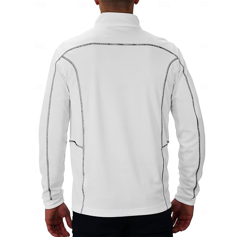 Men's Golf Polo Shirt White Long Sleeve Top Golf Attire Clothes Outfits Wear Apparel3