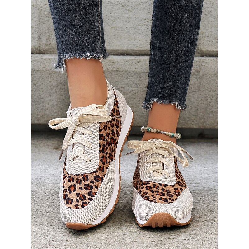 Women's Trendy Leopard Print Sneakers with Black Accents | Perfect for Casual Wear3