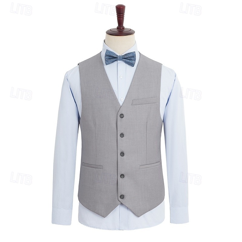 Men's Wedding Linen Suits Sky Blue Light Grey Solid Colored Tailored Fit 2 Piece2
