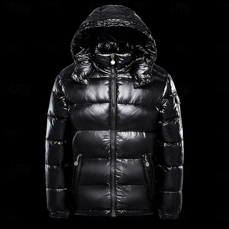 Men's Winter Jacket Down Jacket Puffer Jacket Hoodie Jacket Hooded White Duck Down Outdoor Sport Weekend Regular Chic & Modern Warm Casual Winter Plain Black Red Puffer Jacket3