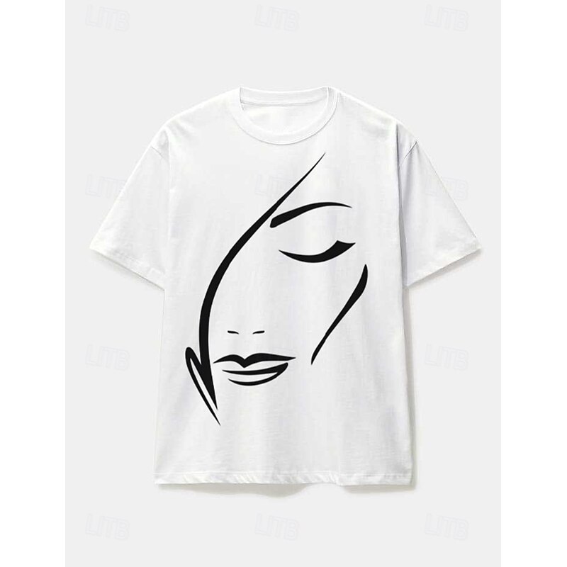 Women's T shirt Tee Black White Red Floral Short Sleeve Casual Daily Basic Round Neck Regular S2