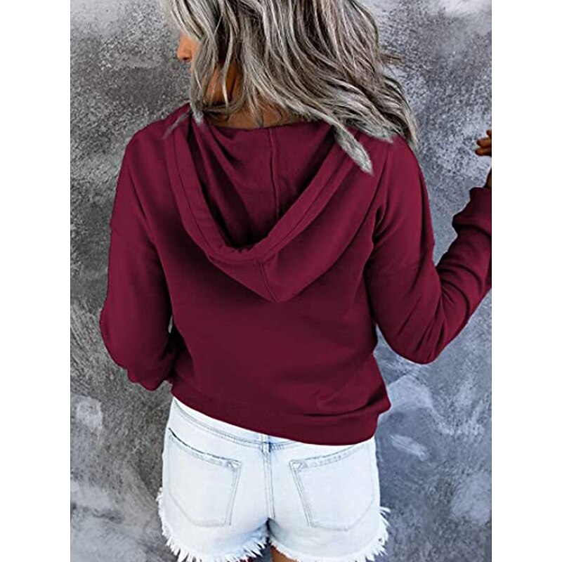 Women's Casual Long Sleeve Hoodie Regular Tops Street Dailywear Patchwork Buttons Black Wine Purple Fall Winter4
