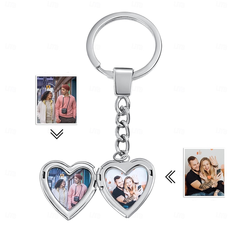Personalized Photo Keychain Custom Best Gift for Mom – Custom Wedding Gift for Couple, Silver Heart Pendant, Perfect for Christmas, Weddings, Mother's Day, Lovers