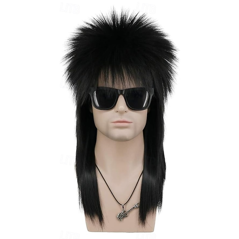 Men and Women Long Straight Wig 70s 80s Rocker Punk Rock Disco Mullet Wig For Carvinal Halloween Wigs2