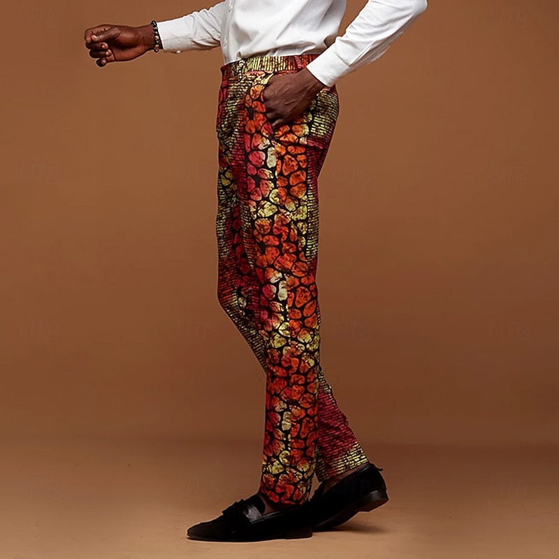 Men's Graphic Snake Print Dress Pants Mid Waist Vintage Casual Outdoor Vacation Home Zipper Pocket Summer Spring Fall 3D Print Red2