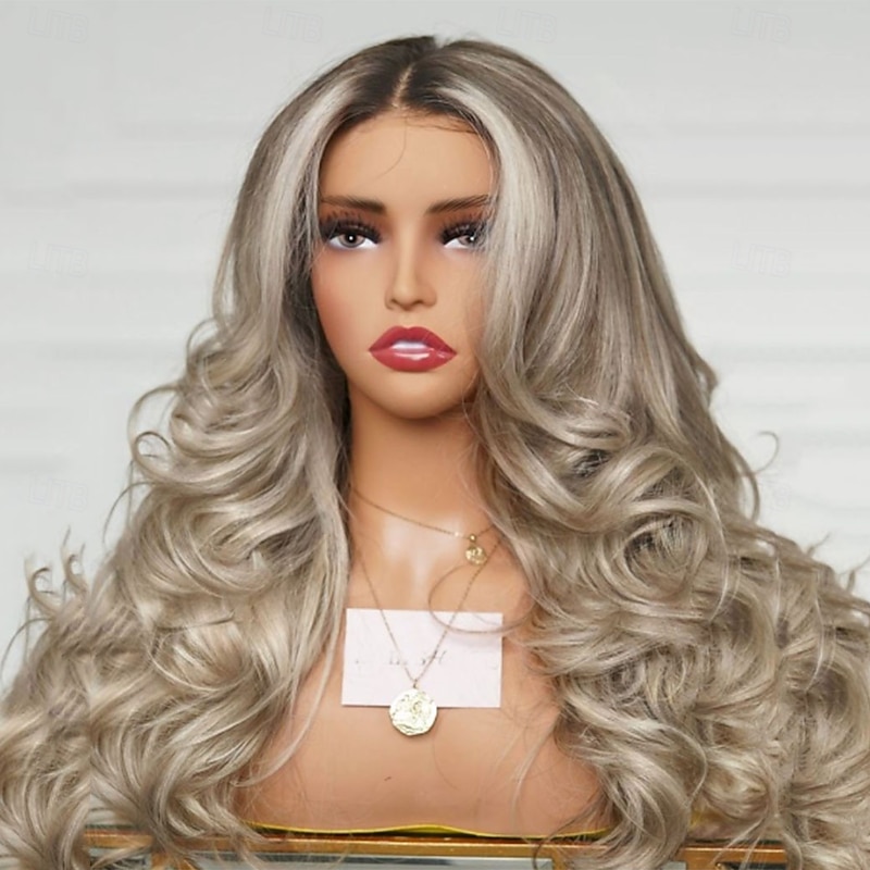 Remy Human Hair 5x5 Closure 13x4 Lace Front Wig Layered Haircut Brazilian Hair Wavy Multi-color Wig 130% 150% Density Natural Hairline 100% Virgin Glueless Pre-Plucked For Women Long Human Hair Lace