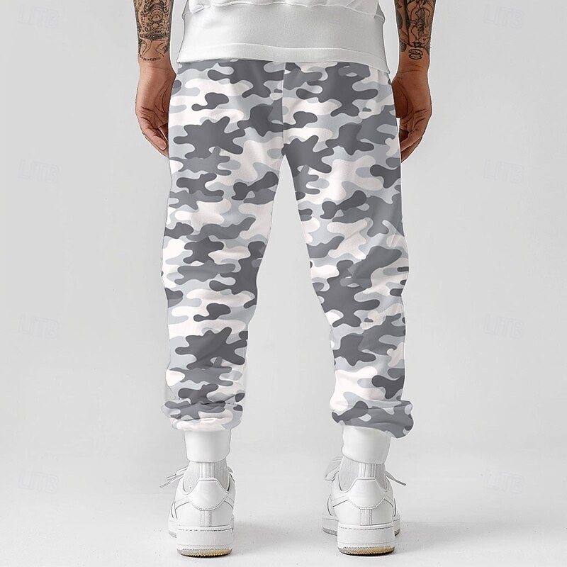 Men's Camouflage Sweatpants Joggers Trousers Mid Waist Drawstring Elastic Waist Active Vintage Casual Outdoor Street Dailywear Pocket Spring Fall 3D Print Gray2