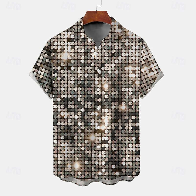 Men's 3D Print Casual Shirt Button Up Shirt Long Sleeve Abstract Casual Party Causal Casual Summer Spring Turndown Button Up Yellow2