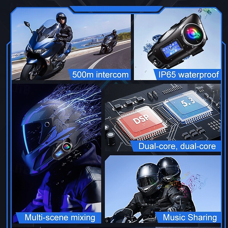 Helmet Headset Intercom Helmet Talk Motorcycle Helmet Headset intercom Speaker Support Music Sharing FM Radio2