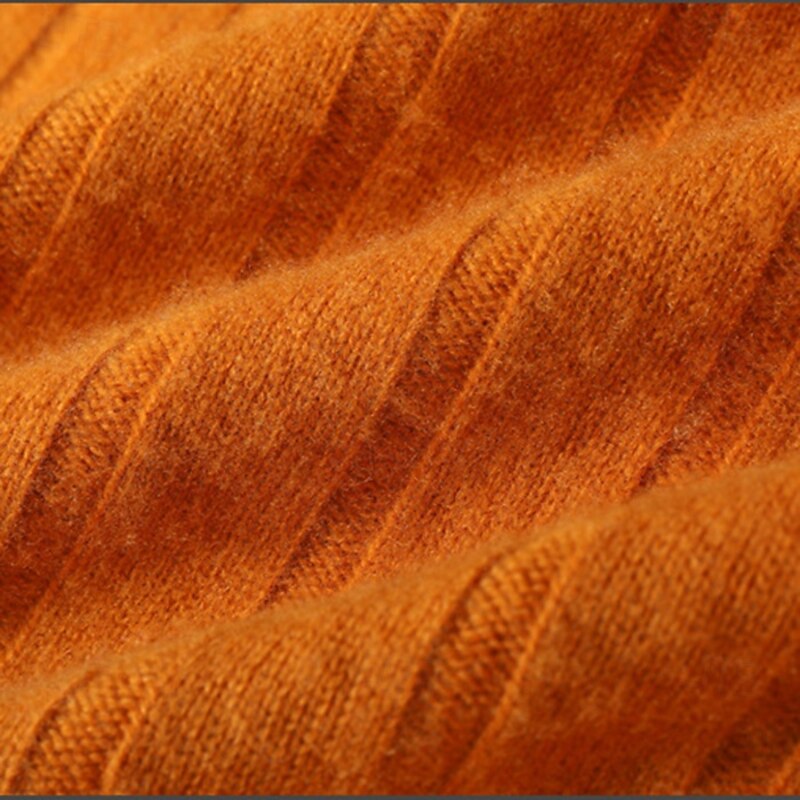 Men's 100% Merino Wool Pullover Sweater Vest Knit Vertical Stripes V Neck Knitwear Elegant Outdoor Home Clothing Apparel Fall Winter Black Orange S M L4