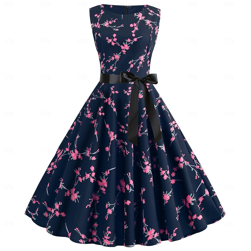 Elegant Classical 1950s Dress Floral A-Line Fancy Dress Women's Valentine's Day Event / Party Date Tea Party Adults' Dress Spring & Summer