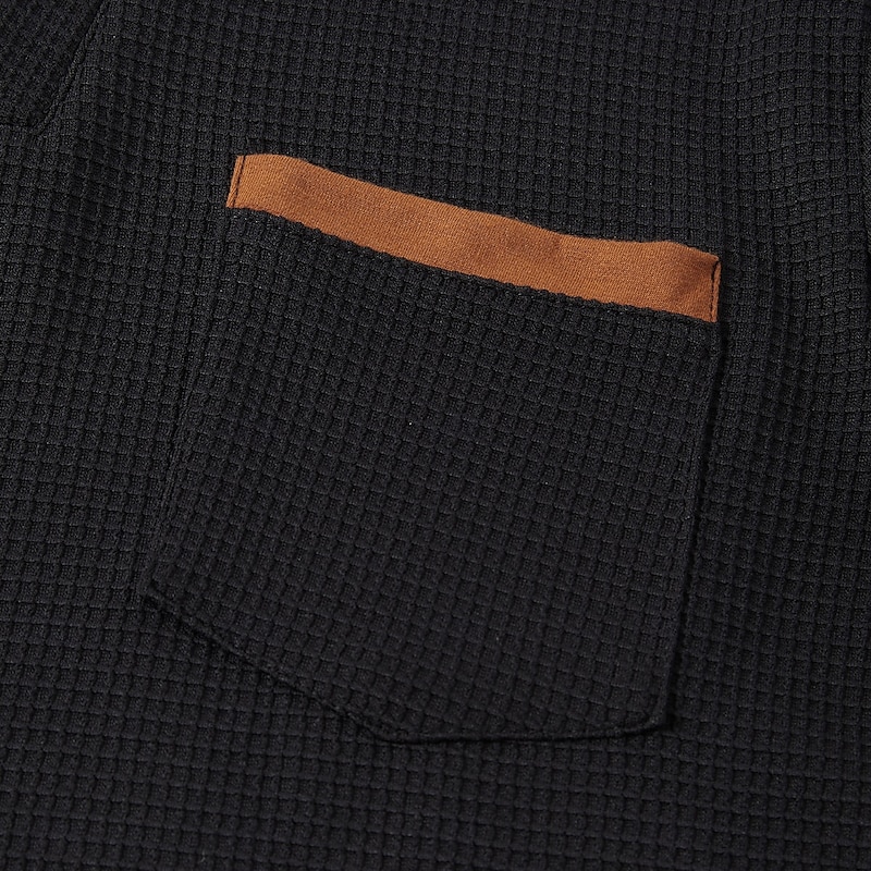 Men's Waffle Tee Waffle Henley Shirt Long Sleeve V Neck Spring &  Fall Solid Color Fashion Basic Fake two piece Street Casual Sports Black White Burgundy Top Tee for Men4