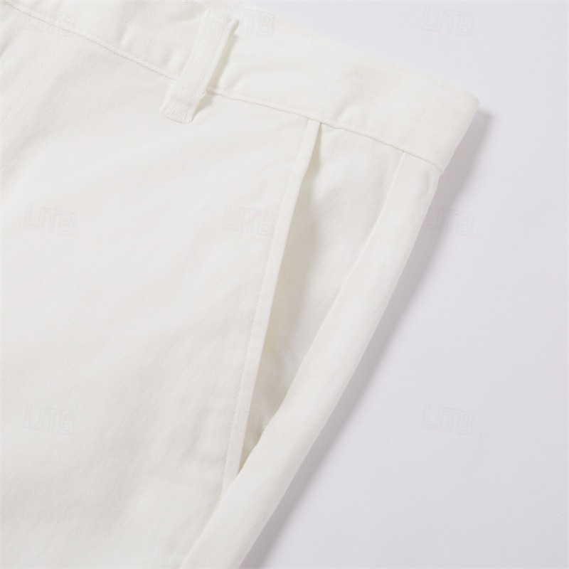 Men's Skinny Trousers Chinos Chino Pants Casual Pants Pocket Plain Comfort Soft Full Length Outdoor Daily Going out Fashion Streetwear Black White Micro-elastic2