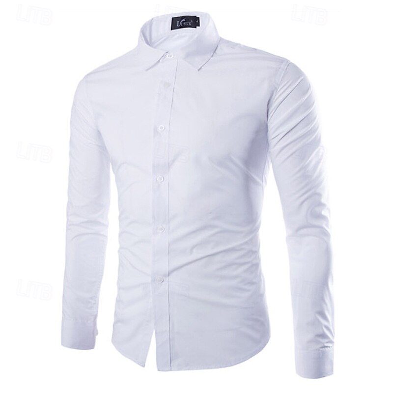 Men's Shirt Dress Shirt Button Up Shirt Plain Wedding Party Black White Yellow Pink Long Sleeve Lapel Spring &  Fall Clothing Apparel2