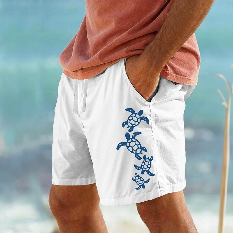 Men's Animal Sea Turtle Shorts Summer Shorts Beach Shorts Mid Waist Streetwear Hawaiian Designer Casual Daily Holiday Drawstring Elastic Waist Designer Clothing Apparel