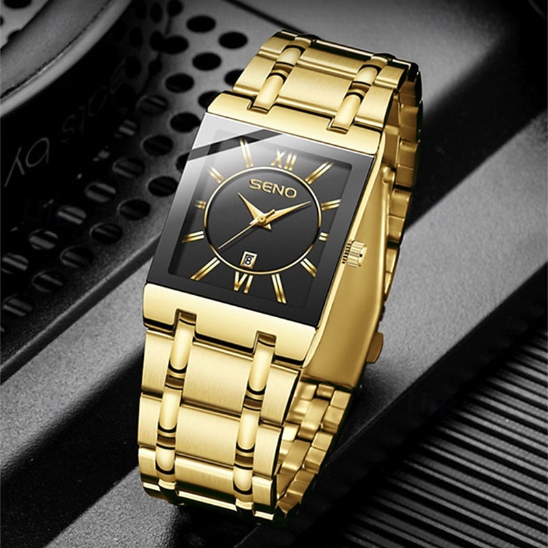 New Stainless Steel Fashion Trend Men'S Quartz Watch Calendar Waterproof Simple Leisure Sports Automatic Non-Mechanical Square Watch
