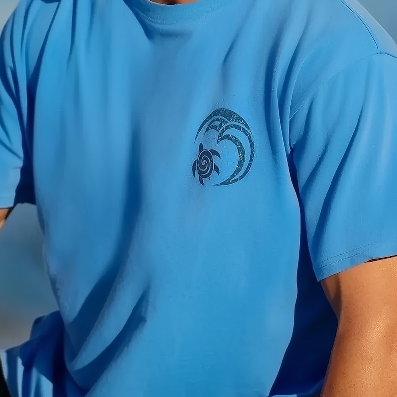 Men's Turtle Maori T Shirt Short Sleeve T shirt 3D Print Crew Neck Shirt Tropical Hawaiian Vacation Street Daily Blue Summer Spring Clothing Apparel S M L XL XXL XXXL2