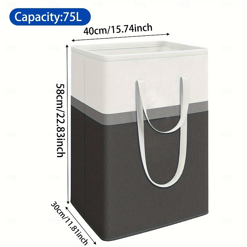 1PC Laundry Basket 75 Litre Upgraded Foldable Laundry Basket Waterproof Long And Short Handle Laundry Bag Can Be Carried By Hand Can Be Straddled On One Shoulder Easy To Transport And Clean Frees3