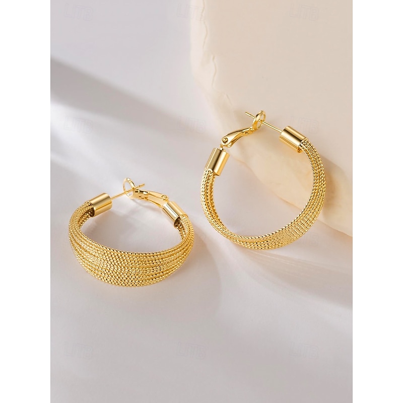 Women's Drop Earrings Hoop Earrings Silver Gold Alloy Elegant Fashion Daily Round4