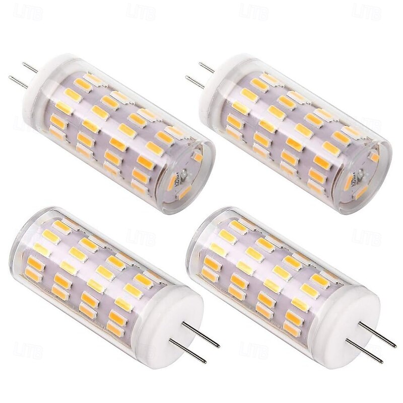 G4 LED Corn Light Bulbs 12V/24V AC/DC, 5W 63LED Dimmable for Crystal Chandeliers, Warm White & White, 4pcs