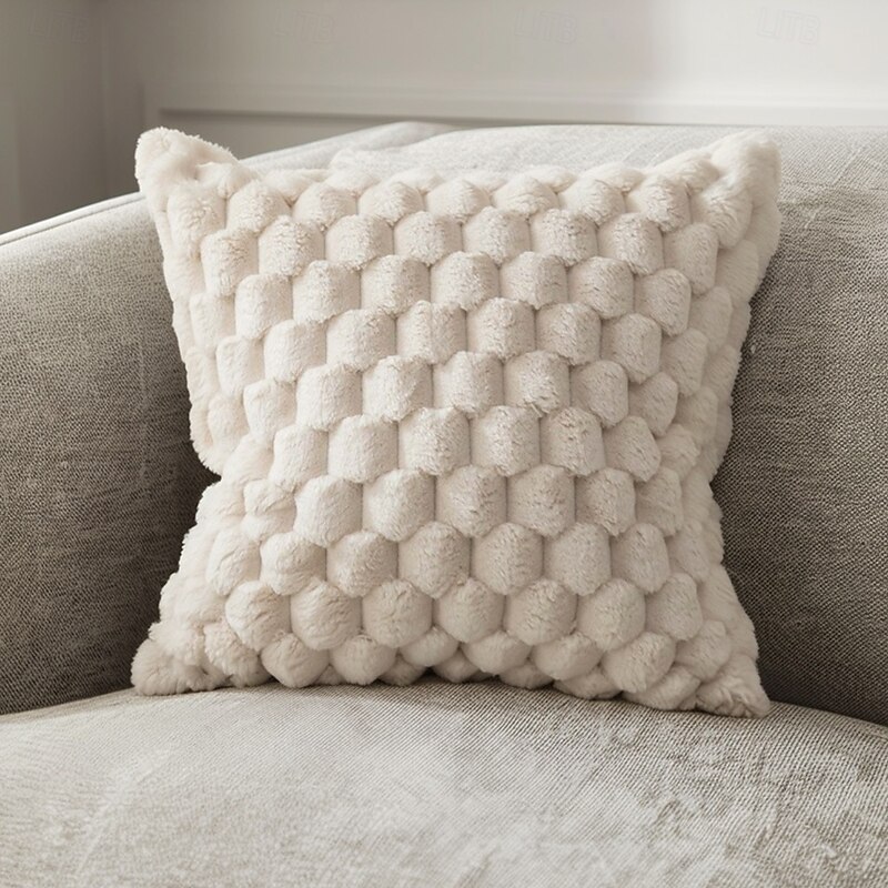 1pc Pineapple Grid Turtle Pattern 3D Soft Plush Throw Pillowcase Cream White Multicolor Suitable For Living Room Sofa Bedroom Home Decor Room Decor