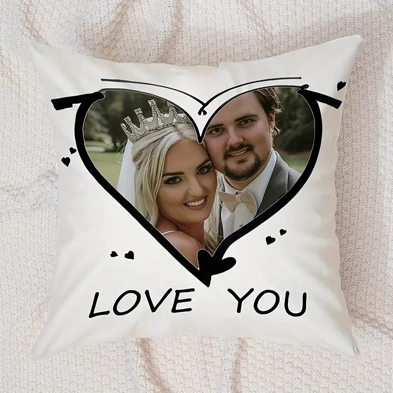 Valentine's Day Custom Pillow Cover Personalized Gift Photo Memorial Love Cushion Cover Throw Pillow Funny Gift for Her/Him2
