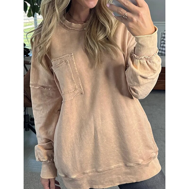 Women's Pullover Sweatshirt Tie Dye Fashion Streetwear Long Sleeve Crew Neck Regular Tops Street Casual Patchwork Yellow Red Gray Spring Fall Winter4